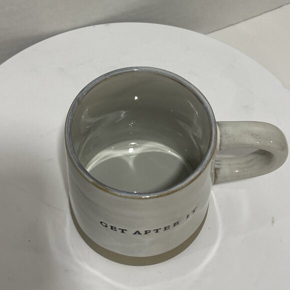 Hearth & Hand Magnolia Stoneware "Get After It" Coffee Cup Mug Bottom Raw Finish - Picture 3 of 16